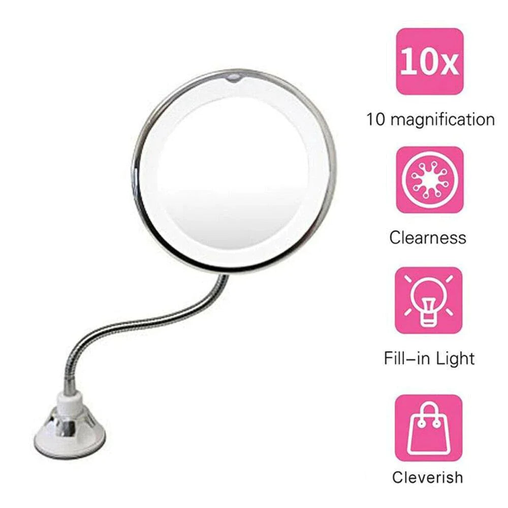 10X Magnifying Makeup Mirror,Dimmable Light and 360