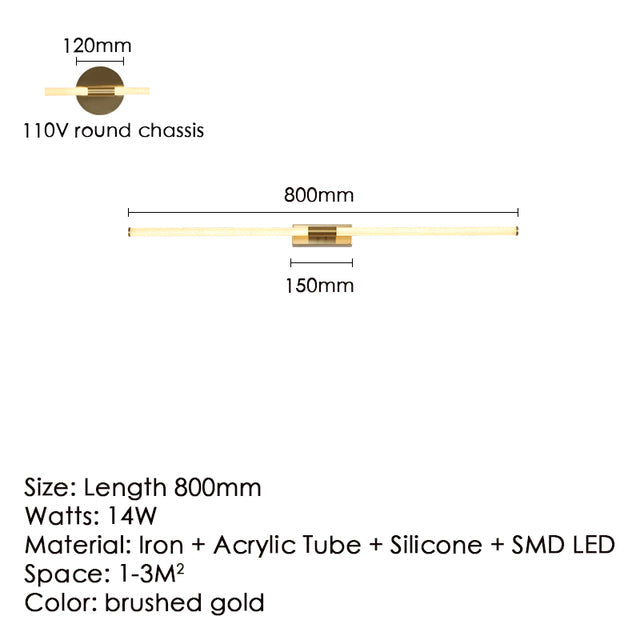 BDG Brushed copper Modern Led Bathroom Mirror