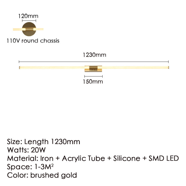 BDG Brushed copper Modern Led Bathroom Mirror
