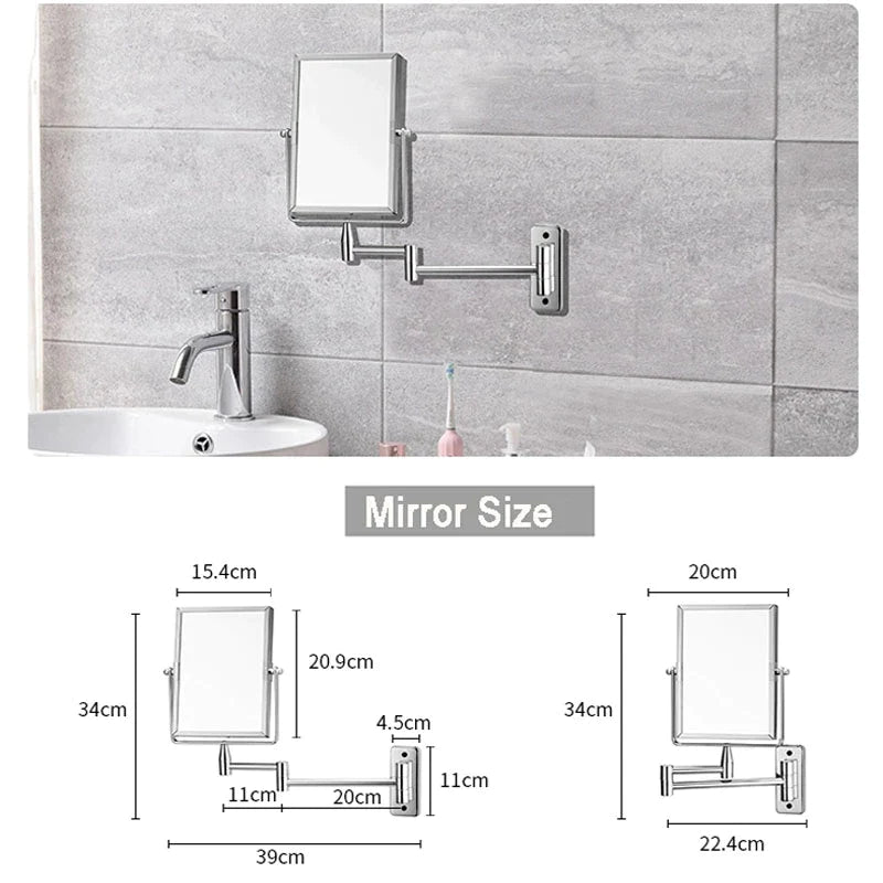 Big Size Rectangular Bathroom Makeup Mirror Folding