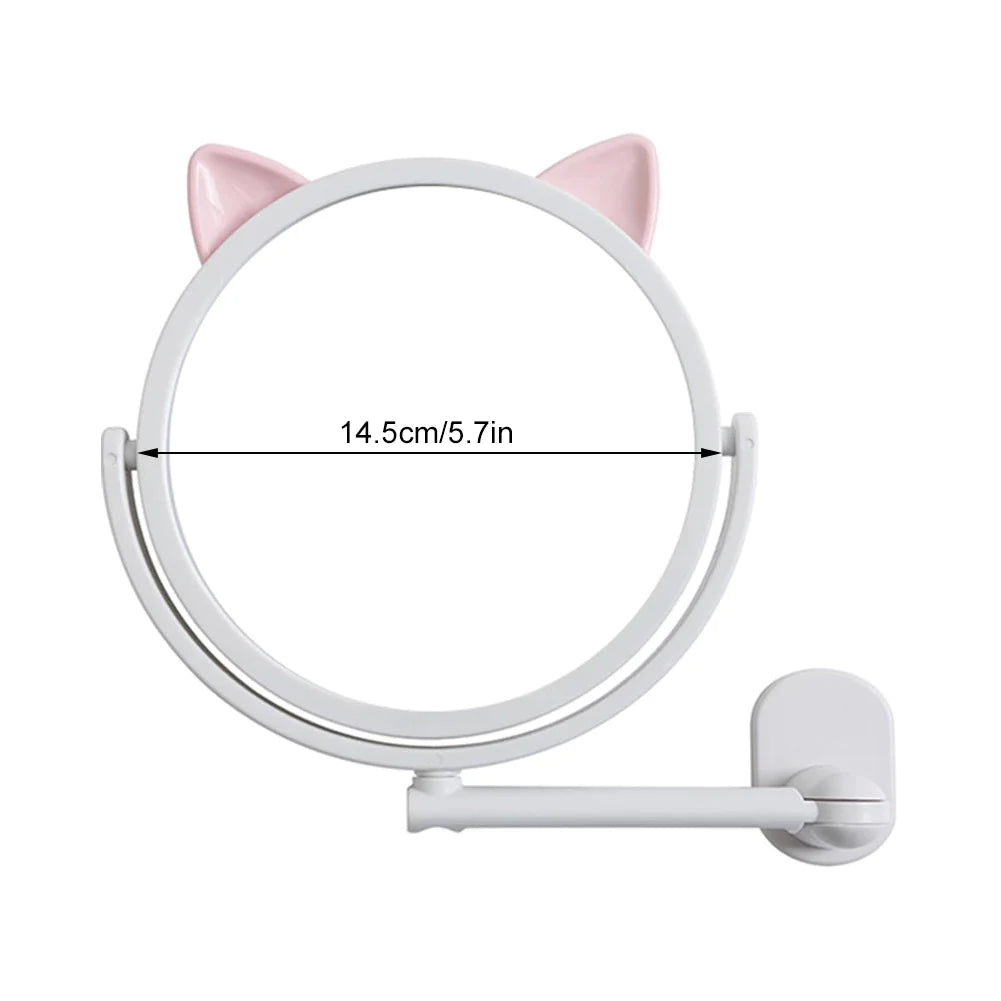Cat Ear Makeup Mirror Self-Adhesive Wall Mount