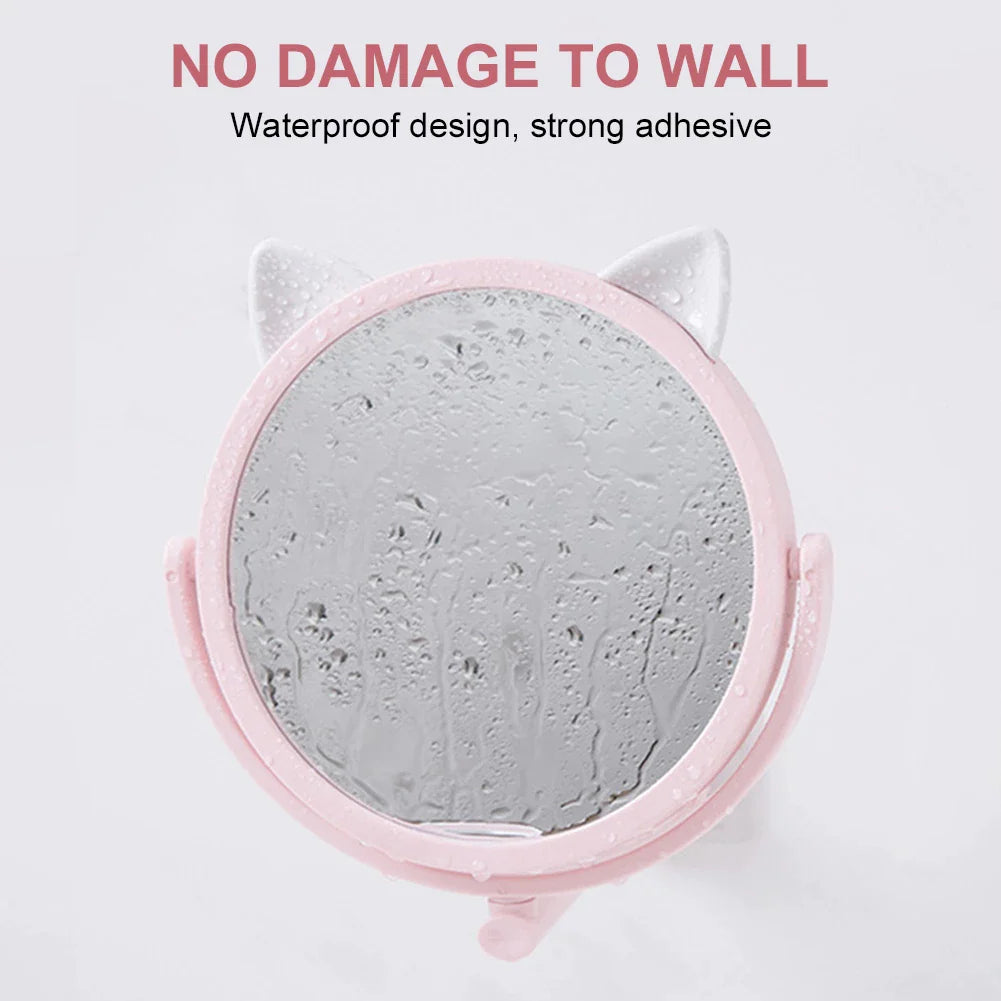 Cat Ear Makeup Mirror Self-Adhesive Wall Mount