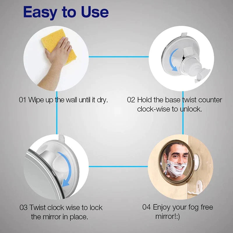 Fogless Makeup Mirror With Holder Suction Cup