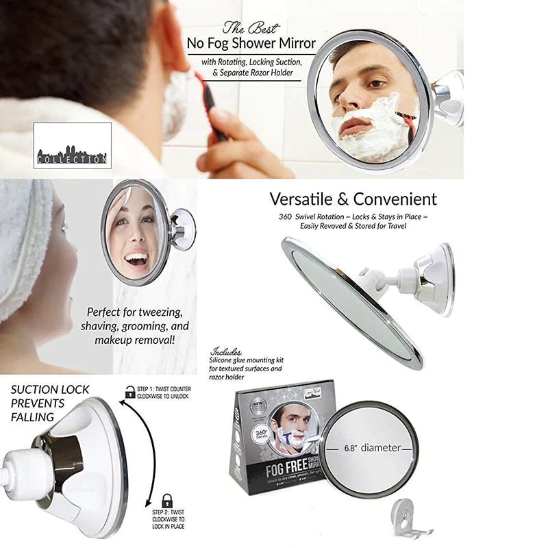 Fogless Makeup Mirror With Holder Suction Cup