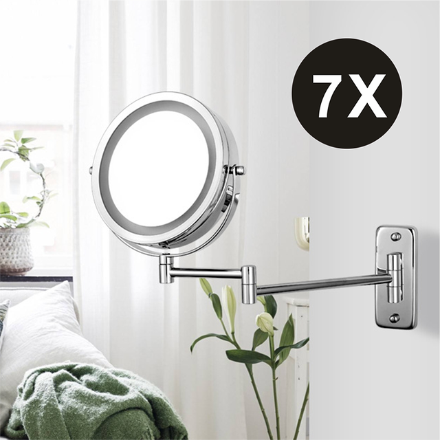 Folding Arm Extend Bathroom Mirror With LED