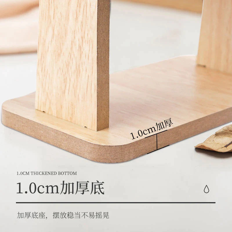 Wooden simple cosmetic mirror bathroom household dressing