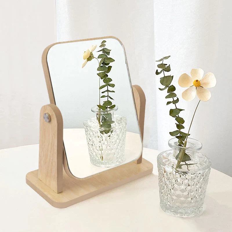 Wooden simple cosmetic mirror bathroom household dressing