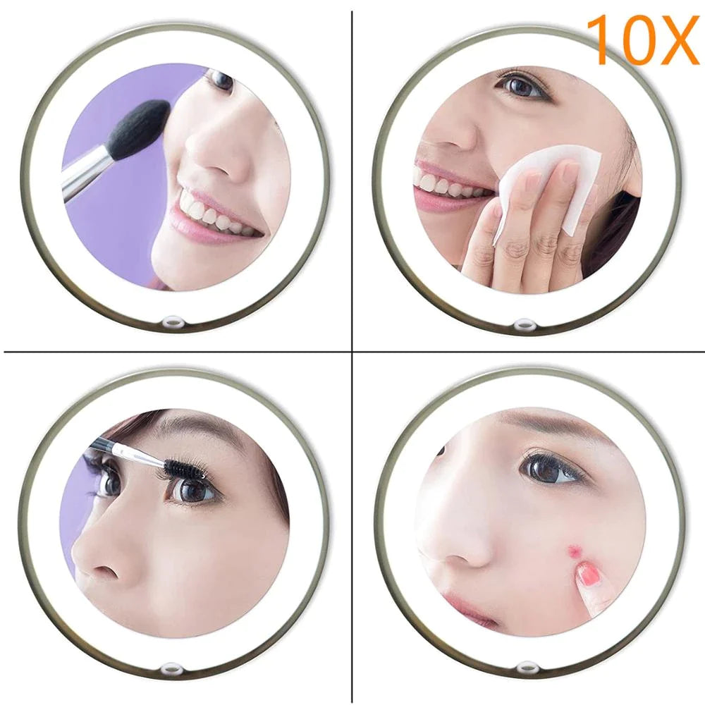 10X Magnifying Makeup Mirror,Dimmable Light and 360