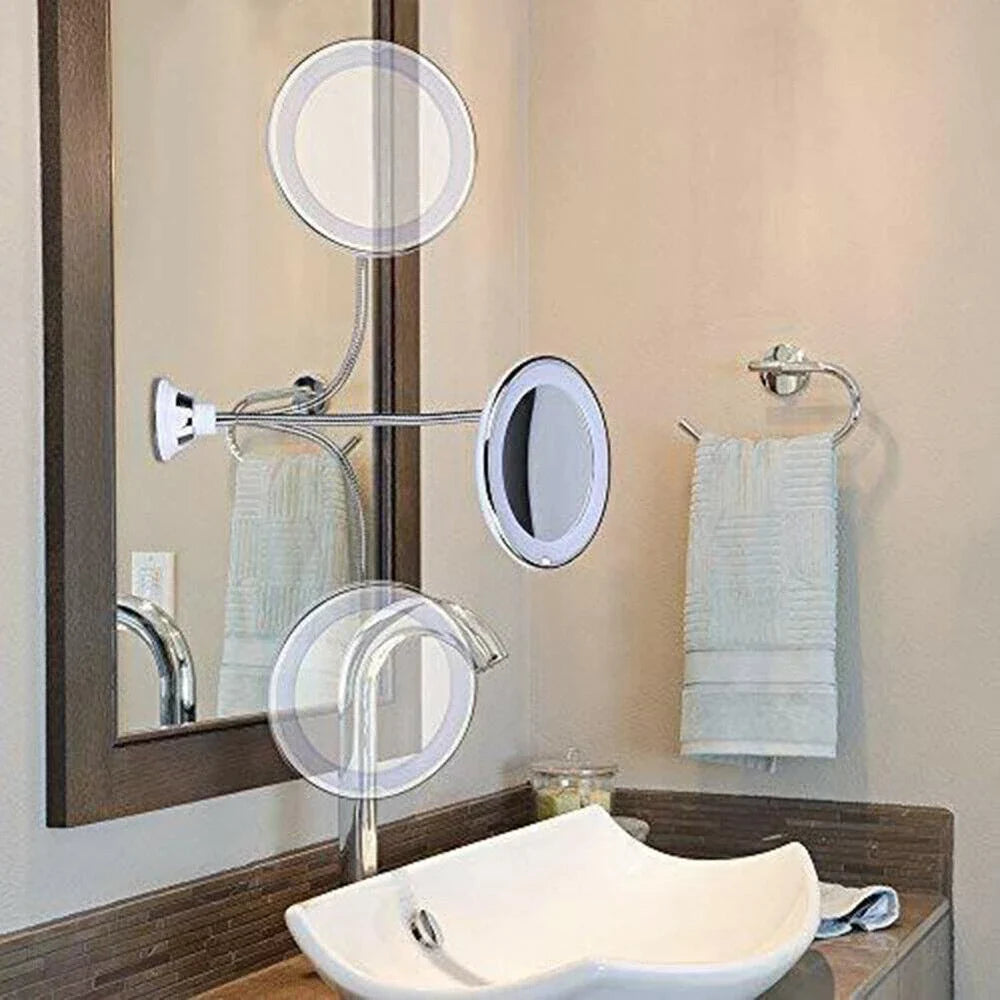 10X Magnifying Makeup Mirror,Dimmable Light and 360