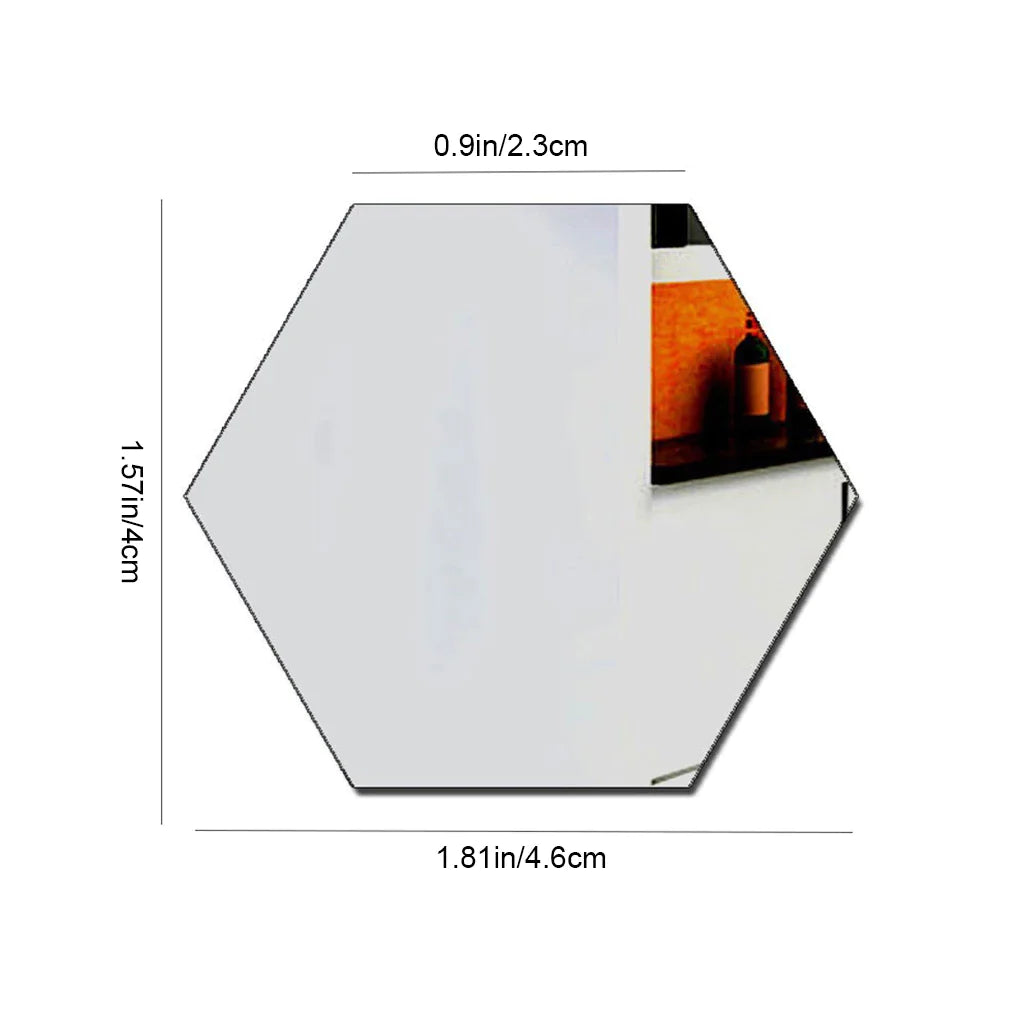 12pcs 3D Hexagon Bathroom Mirror Sticker Home