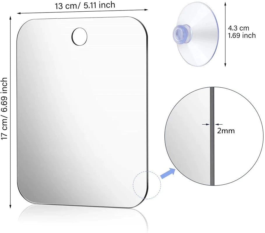 1pcs Acrylic Mirror With Wall Suction Shower