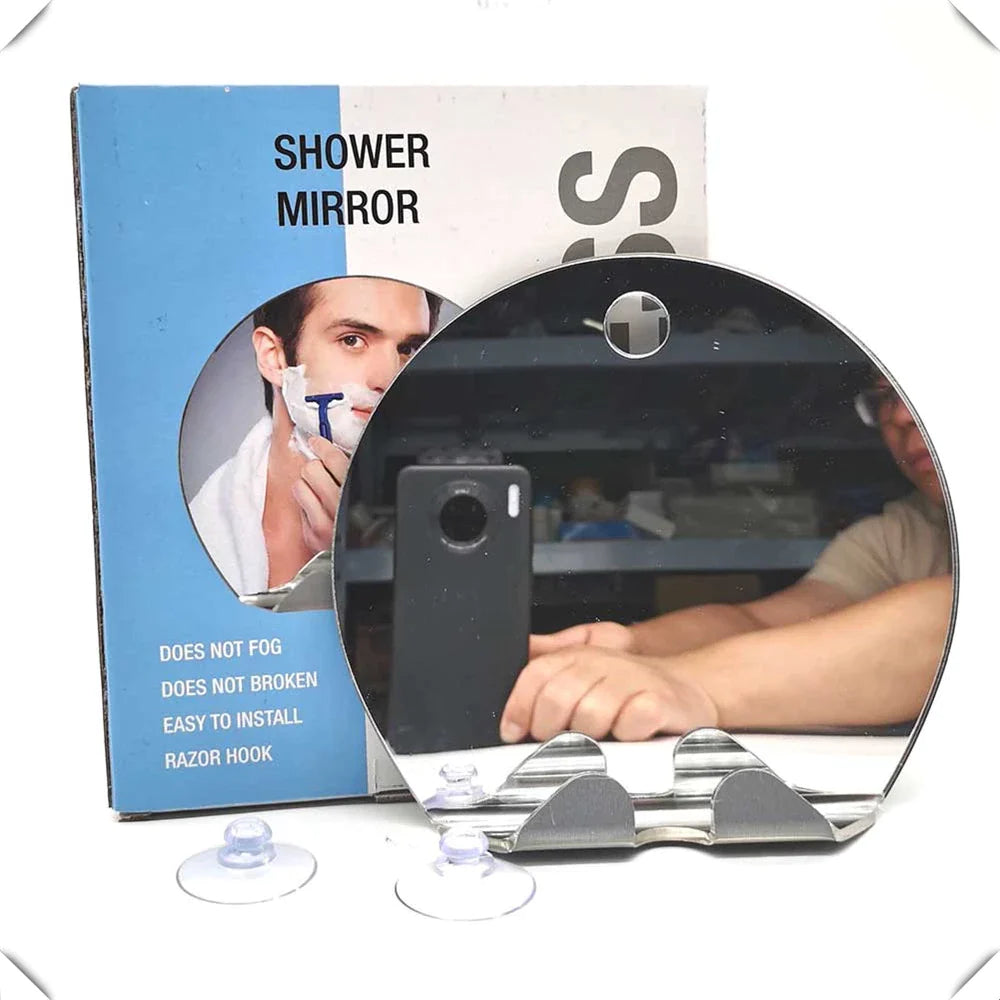 Acrylic Anti-fog Bathroom Mirror Hanging Razor Toothbrush