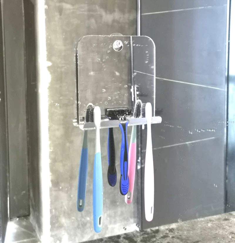 Anti-fog Anti-fall Bathroom Mirror Hanging Razor Toothbrush