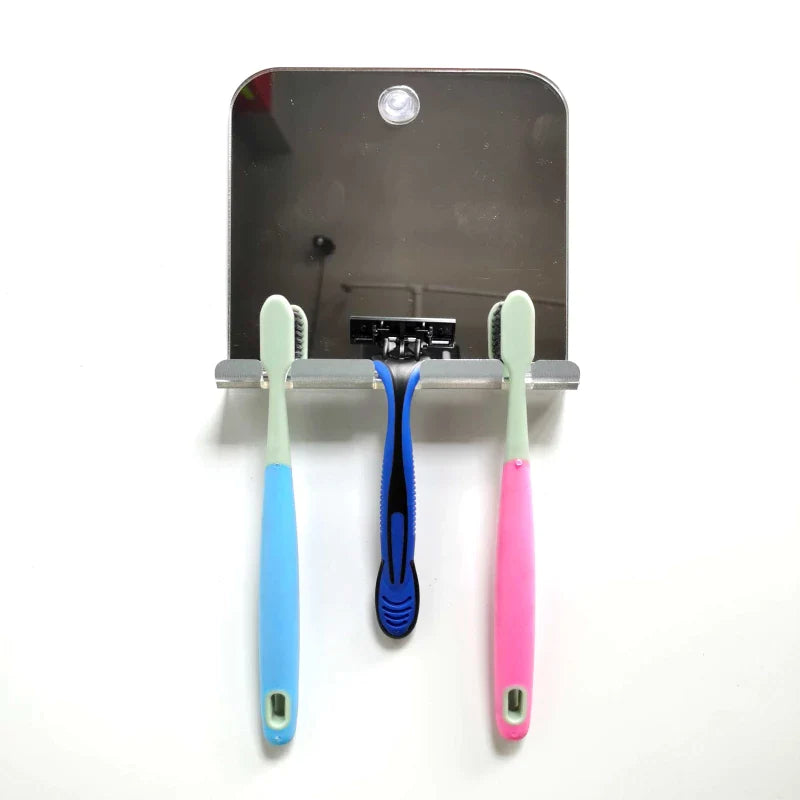 Anti-fog Anti-fall Bathroom Mirror Hanging Razor Toothbrush