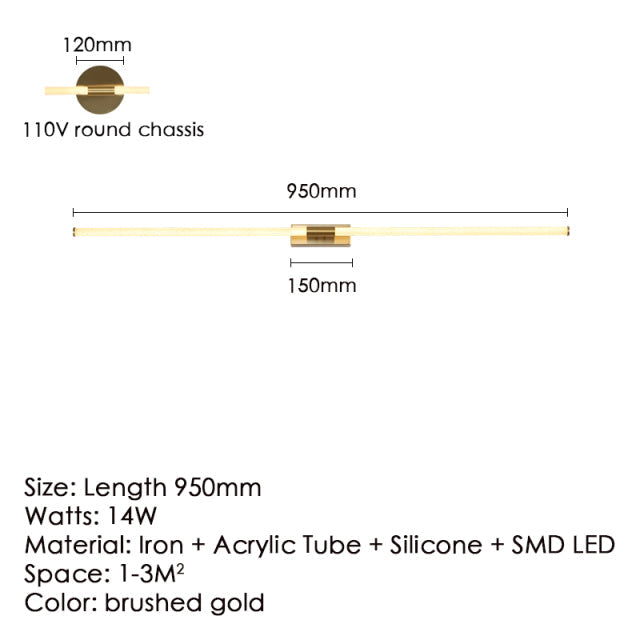 BDG Brushed copper Modern Led Bathroom Mirror
