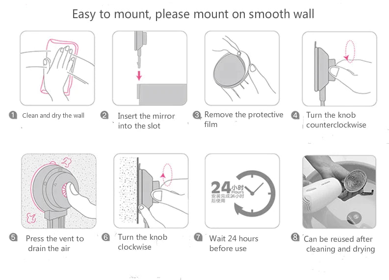 Bathroom mirror free perforation wall hanging makeup