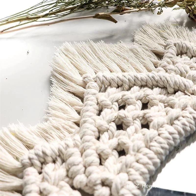 Bohemia Macrame Handmade Makeup Decorative Round Bobo
