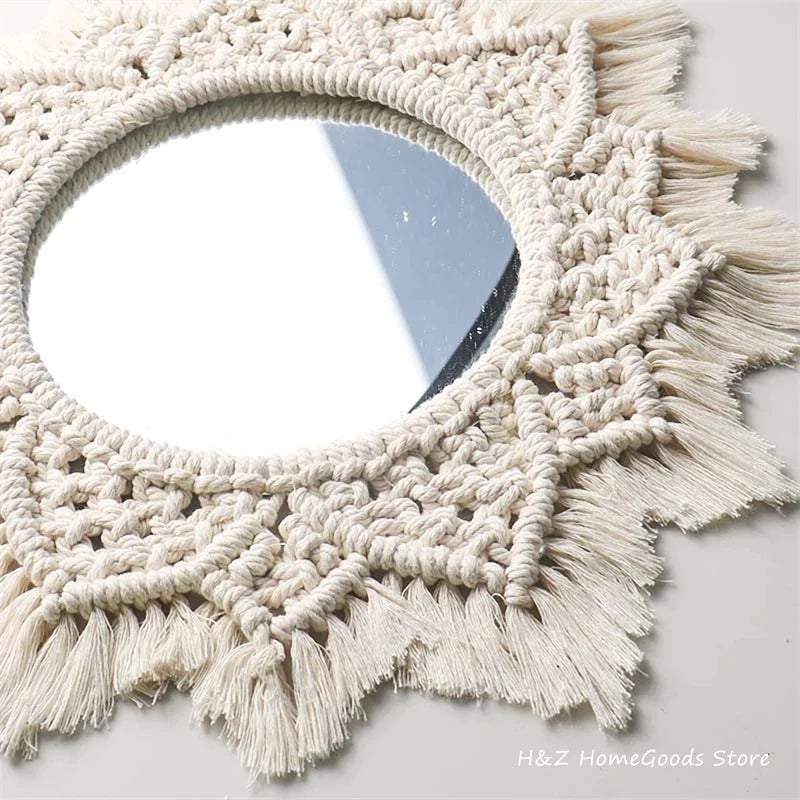 Bohemia Macrame Handmade Makeup Decorative Round Bobo