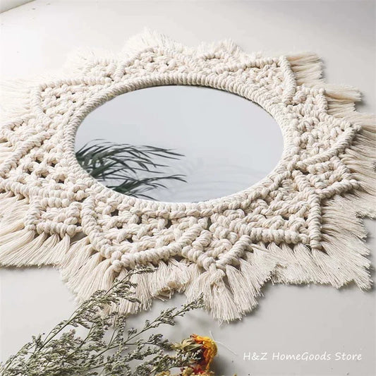 Bohemia Macrame Handmade Makeup Decorative Round Bobo