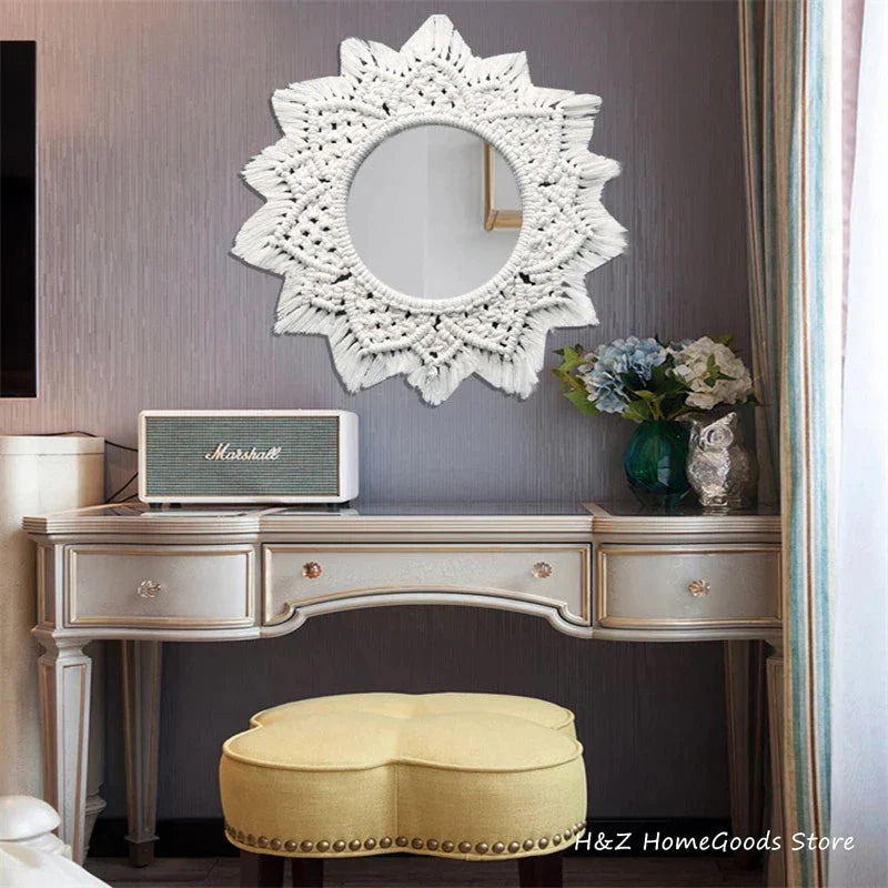 Bohemia Macrame Handmade Makeup Decorative Round Bobo