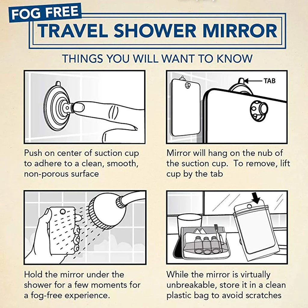 Fog Free Travel Mirror Bath Room Home