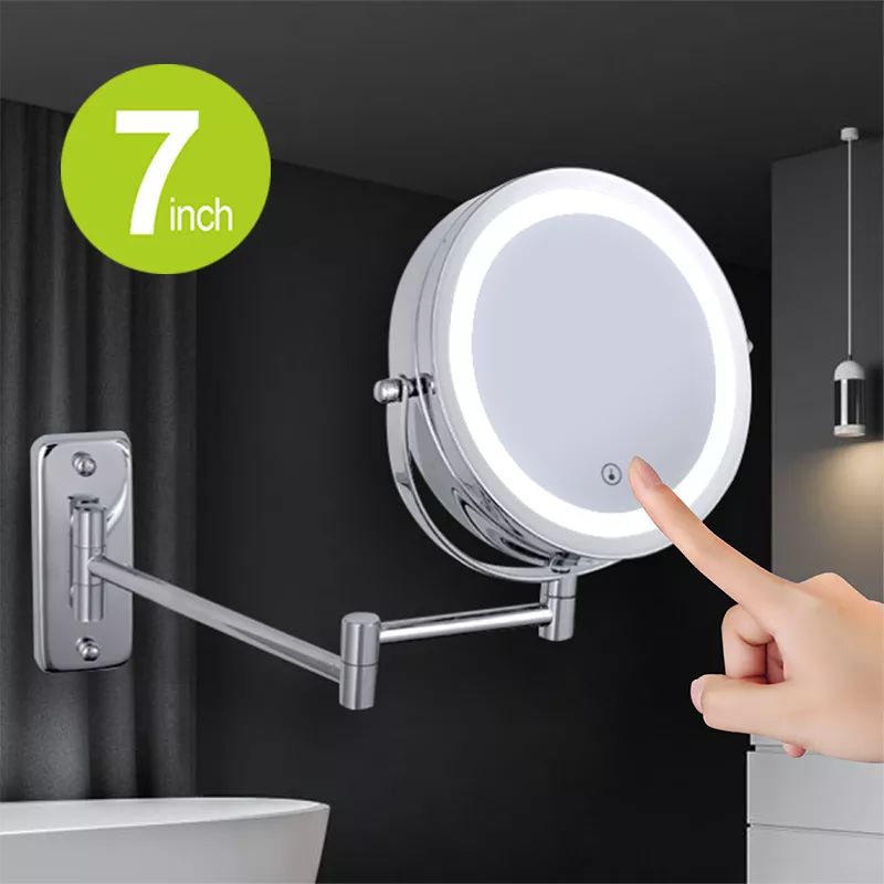 Folding Arm Extend Bathroom Mirror With LED