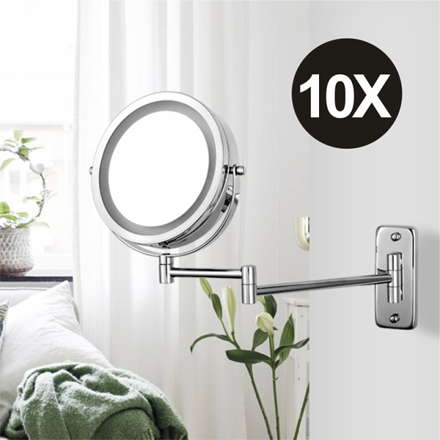 Folding Arm Extend Bathroom Mirror With LED