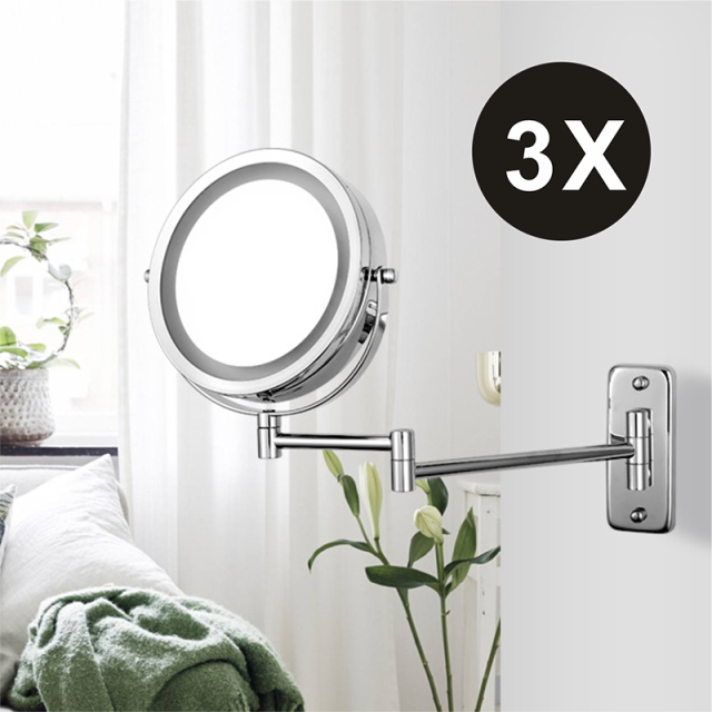 Folding Arm Extend Bathroom Mirror With LED