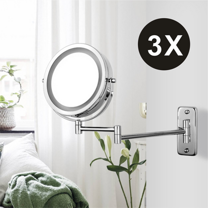 Folding Arm Extend Bathroom Mirror With LED
