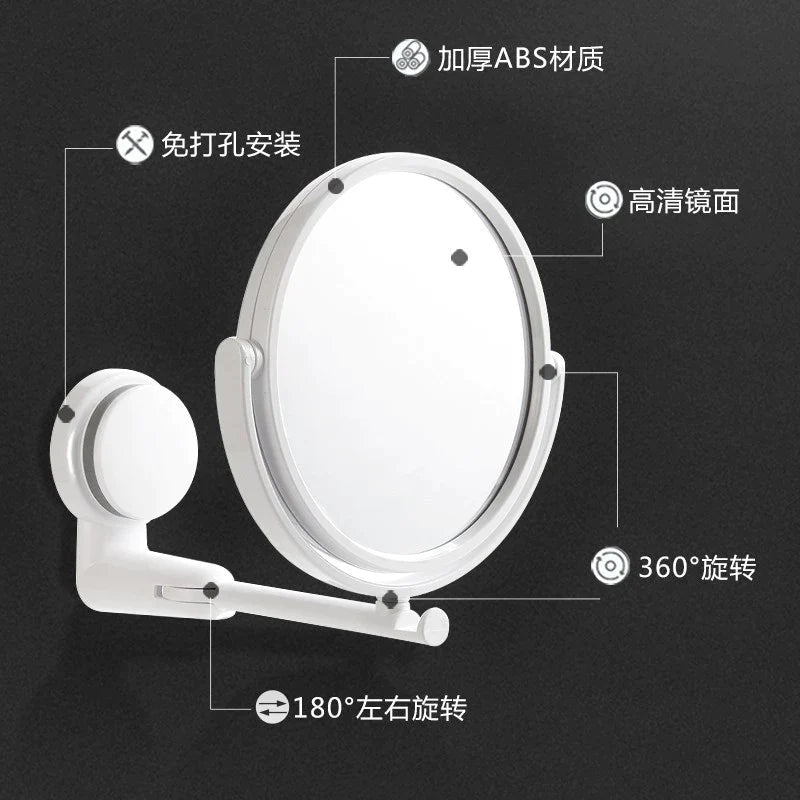Folding Arm Extend Bathroom Mirror Without Drill