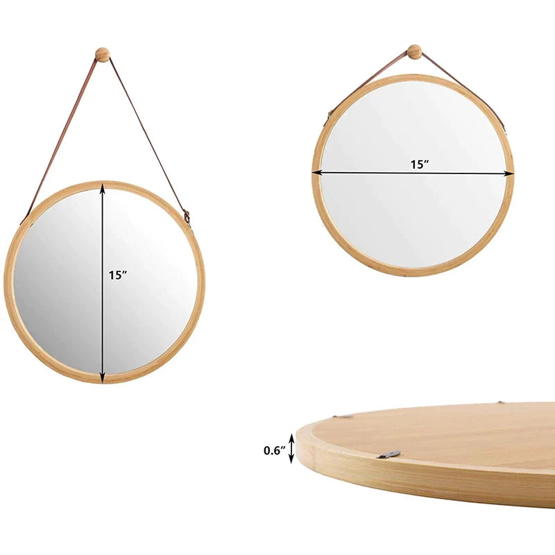 Hanging Round Wall Mirror in Bathroom &