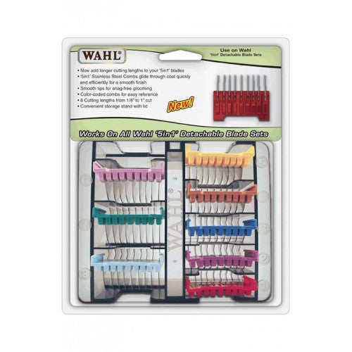 Wahl 5 In 1 Stainless Slide Combs 8pk+cs 53157