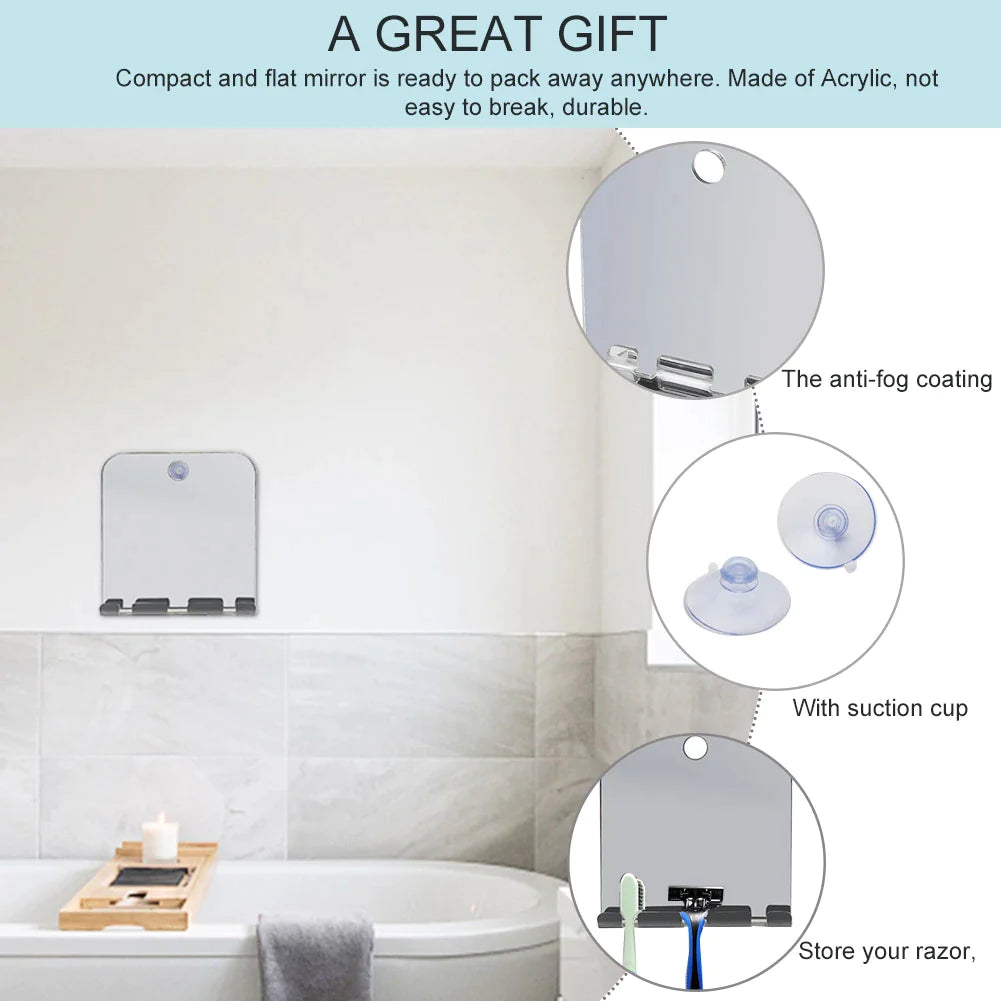Shower Mirror Razor Holder Makeup Protable Bathroom